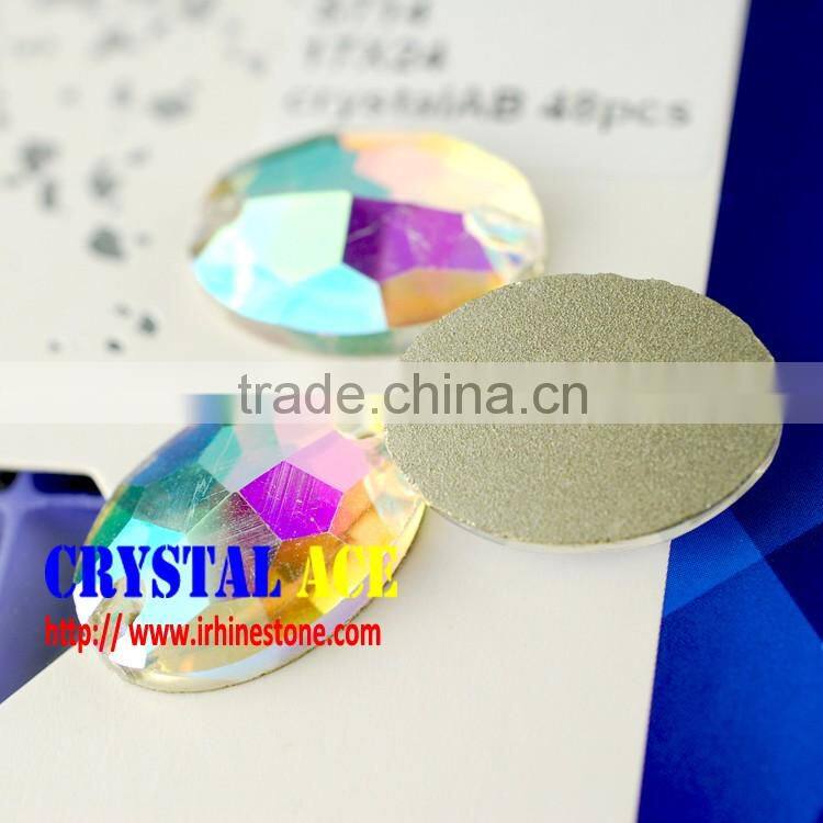 Oval Crystal AB and Crystal flat back sew on crystal strass