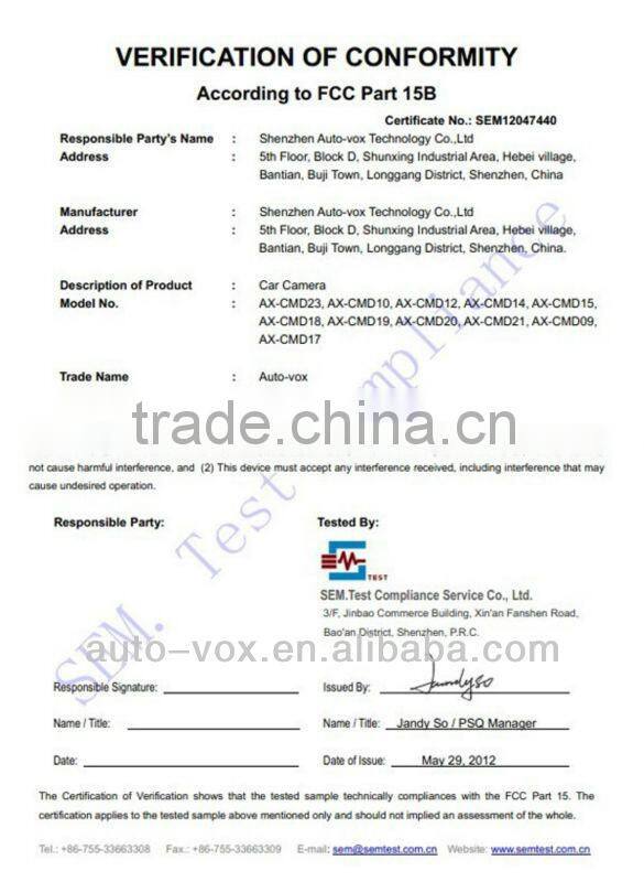 FCC IR truck reversing cameras NTSC