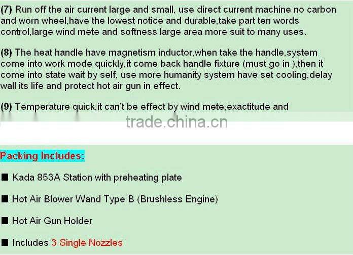 High quality KADA 853A IRDA Digital Soldering Hot Air preheater + hot air gun holder