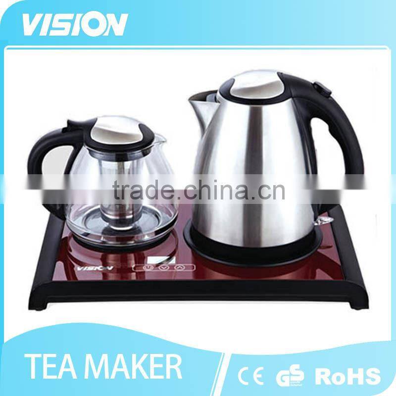 8992T-F1 Black color electric Tempered Glass Tea maker set