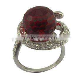 Guangzhou Panyu green zircon ring 925 sterling silver platinum plated jewelry