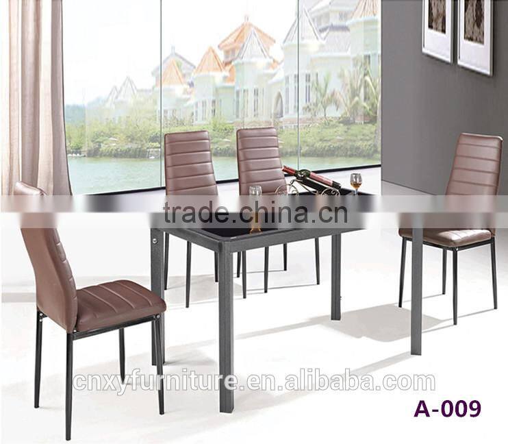 2016 Hot sale new arrival foshan black rectangle modern glass top dining table
