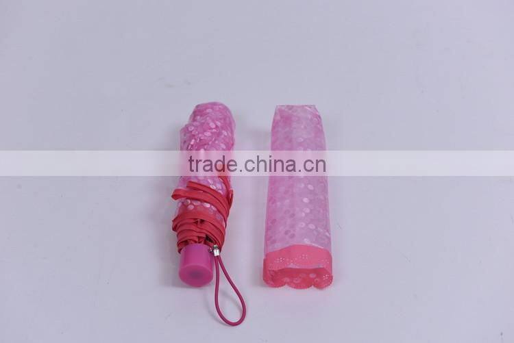 Customized Manual Open poe fabric 3 folding clear umbrella