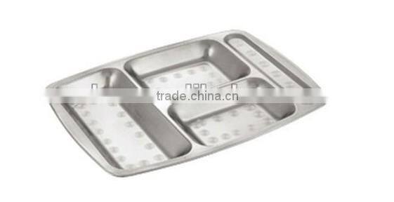 Stainless Steel 5 compartments mess tray/lunch tray