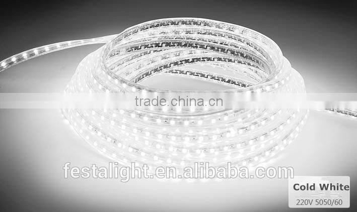 2016 hot sale copper wire 110V 220V interior decoration 30 led 3m flexible flat 5050 smd led light strip with CE ROHS