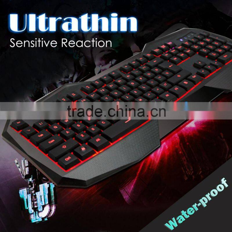 2015 New LED Illuminated Ergonomic Gaming Keyboard USB Multimedia Backlight Backlit Ultra-thin Keyboard