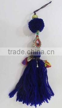 Indian Cotton pompom Mirror tassels banjara kutch Keyring wholesaler