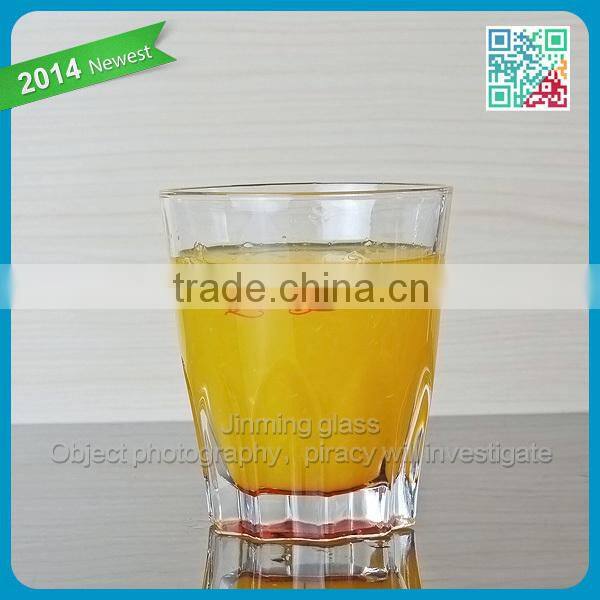 Anhui bengbu glass ware factory direcily supply oriange juice glass cup crystal transparent drinking glass mugs used in bars