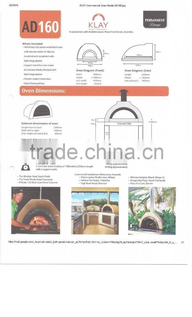 KLAY Commercial Wood fired Ovens for 5 star hotels Roof Tops Restaurants