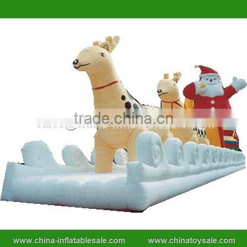 Outdoor inflatable santa claus with reindeer/ outdoor inflatable christmas decoration
