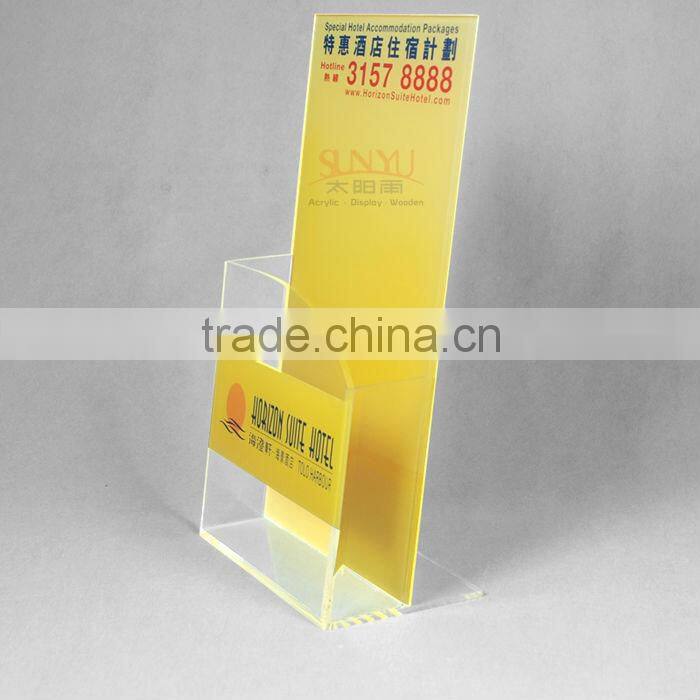 Custom Clear Floor Acrylic Brochure Display Holder Hotel Supplies