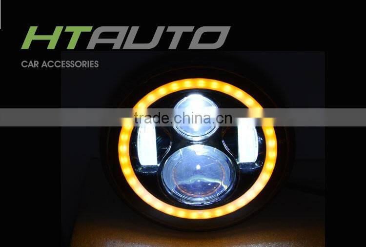 HTAUTO LED Auxiliary Work 7" Round Led Headlight All Round Halo Ring Motorcycle Spotlight Daymaker Headlight for JEEP Harley