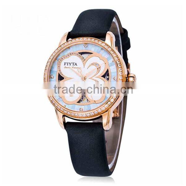 China Direct Factory High Quality Gold Leather Beautiful Lady Watch