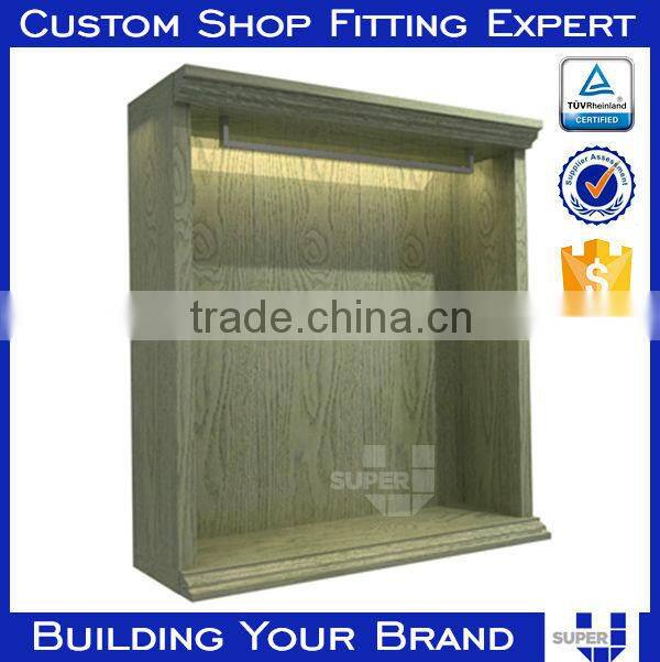 Tailor made spray paint MDF wood shelf for shop with LED lighting