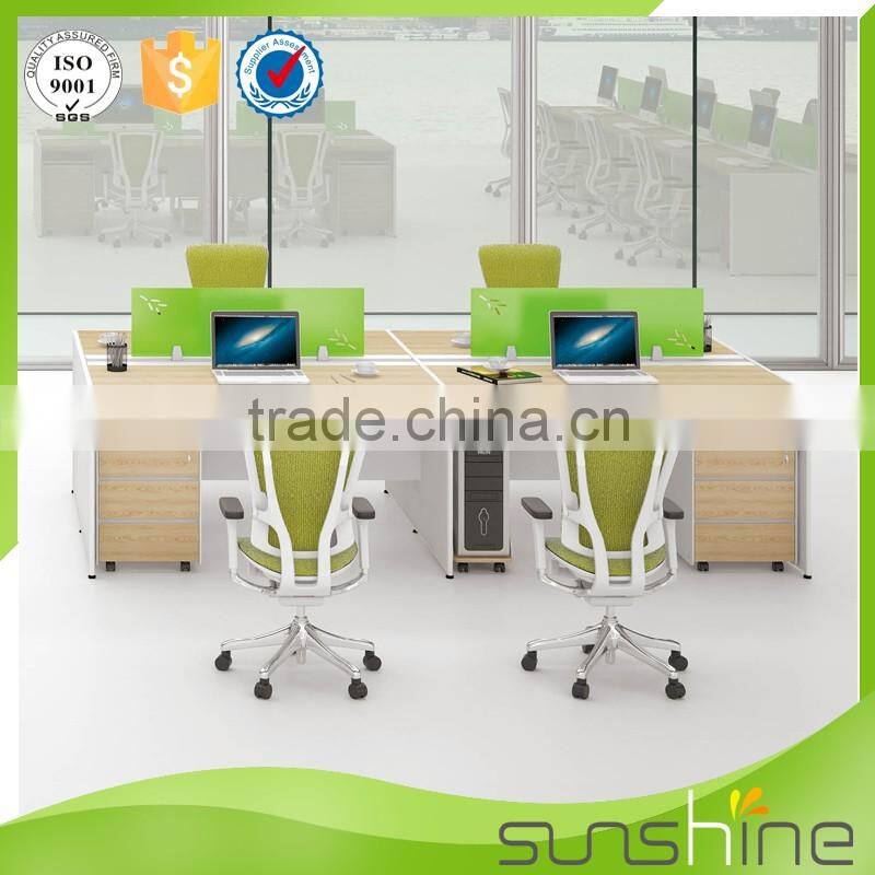 Melamine mdf board to make wooden furniture office workstation with three drawers pedestal