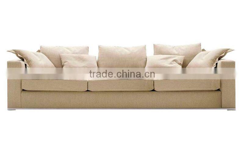 New Collection omega high quality cotton and linen fabric solid wood legs feather sofa set