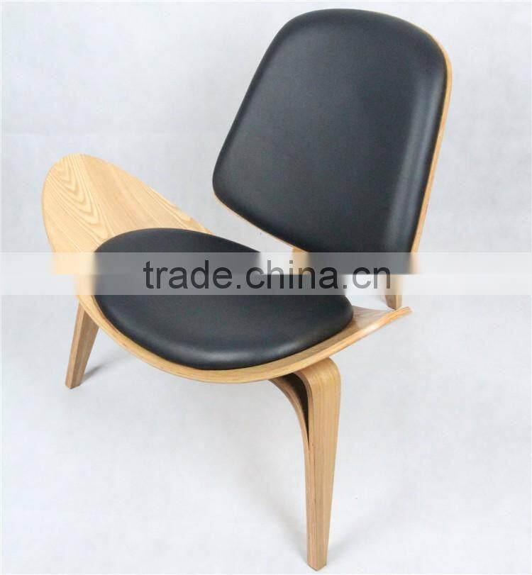 Royal Decor Furniture Plywood Lounge Shell Chair with Leather Cushion