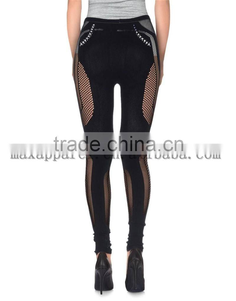 2016 Wholesale Custom Leggings Knitted Solid Pocket Black Leggings s