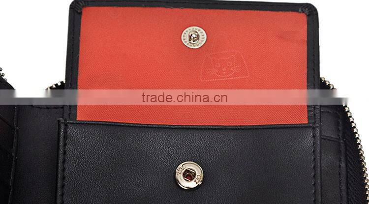 Japanese fancy cat short style cute wallet in black color