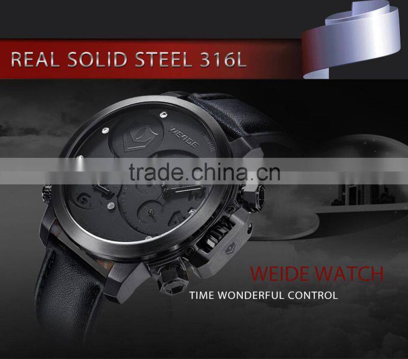 Stainless Steel Back Watch Case 316L Genuine Leather Strap Luxury Watches WEIDE WG93002 Alibaba Express