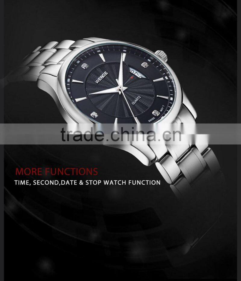 WEIDE Stainless steel Elegance Mens Custom logo Quartz Watch 5 atm water resistant