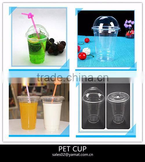 PET Clear Disposable Plastic Cup With Logo Dome Lids Plastic Pet Cup Manufacturer