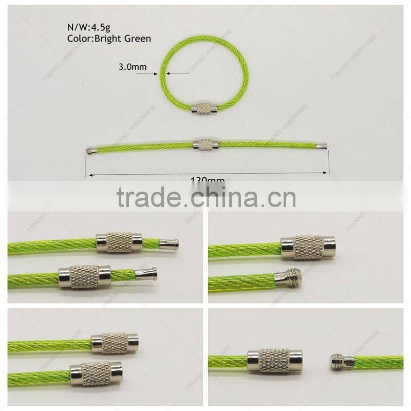 Outdoor Hiking Bright Green Stainless Steel Wire Key Ring