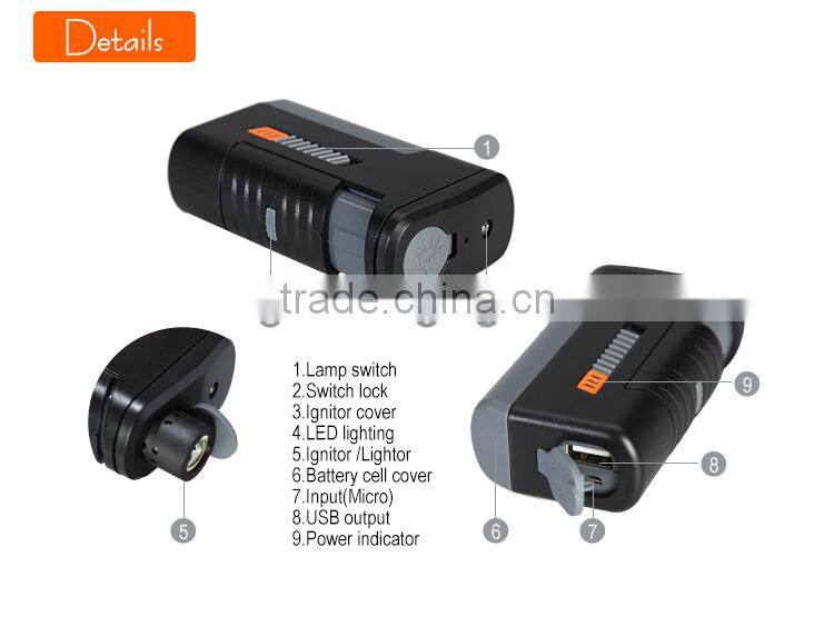 Good Quality 2016 Rechargeable Plastic Lighter with led emergency USB Flahslight