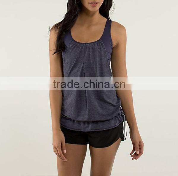 2015 new style cotton spandex loose lady plain gym tank tops