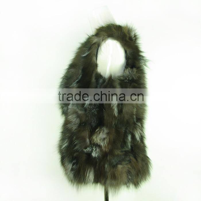 women natural silver fox fur vest classic style/real fur vest KZ14011