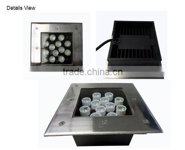 12W RGB Square Outdoor LED Underground Light Remote Control
