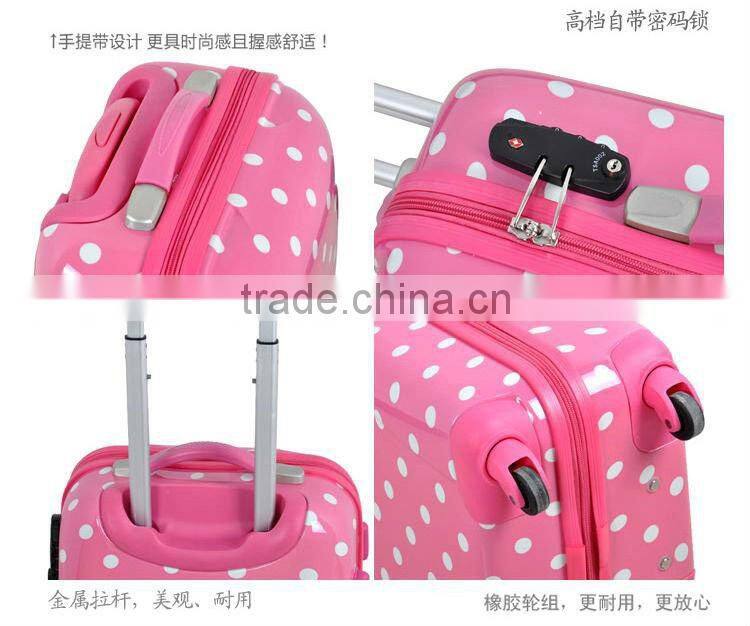 2015 china supplier Populor Polka dot printing PC trolley travel luggage/sky travel luggage/travel house luggage