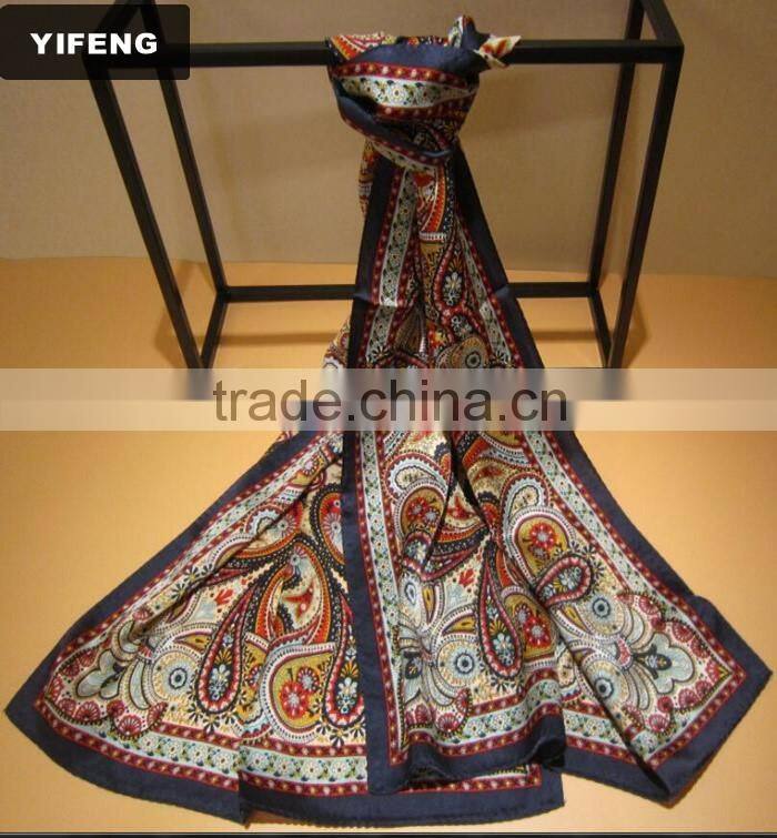Promotional top quality printed silk scarf long silk scarf