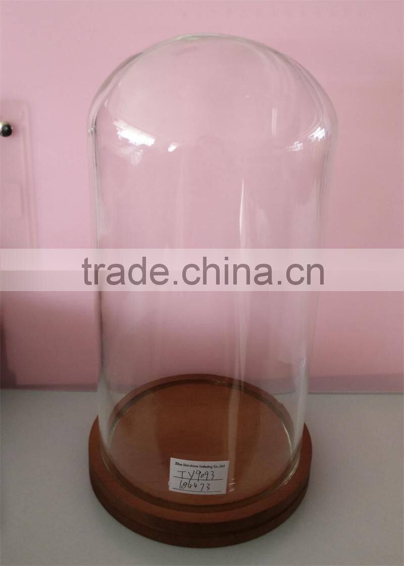 HEAT-RESISTANT GLASS CLOCK DOME WITH WOOD BASE