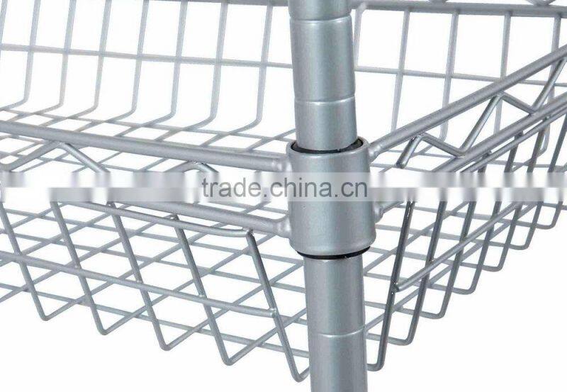 RH-HZM35-06014 movable three layers metal wire shelf Wire shelving rack 550*330*850mm commodity shelf wire mesh cart