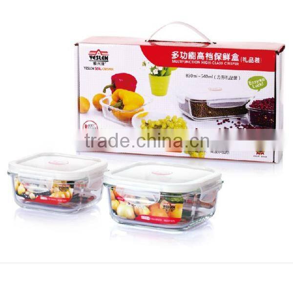 1000ML Rectangular resealable high borosilicate glass lunch box for 2016