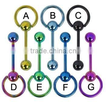 Titanium Anodized Door Knocker Straight Barbell Body Piercing Jewelry