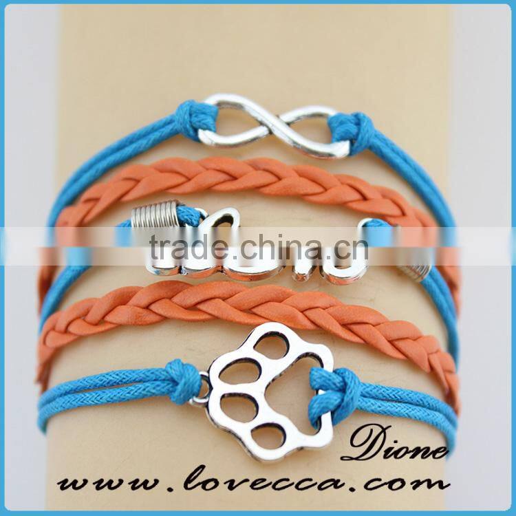 New jewelry fashion leather bracelet infinity love braid bracelet