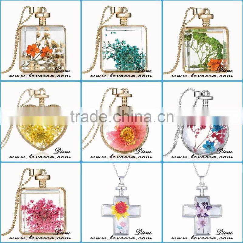 Silver ROUND pendant necklace with flower design wholesale fashionable jewelry