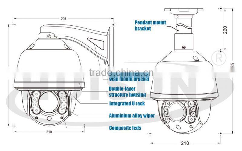 2.0 Megapixel Outdoor IP PTZ Camera IP66 1080P High Speed Dome Camera
