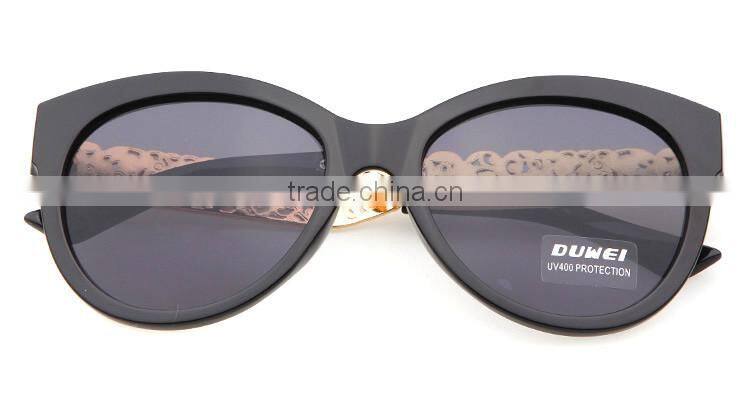 Fashion Women Cat eye PC frame with Metal flower Temples Roller Blank Bolle Sunglasses