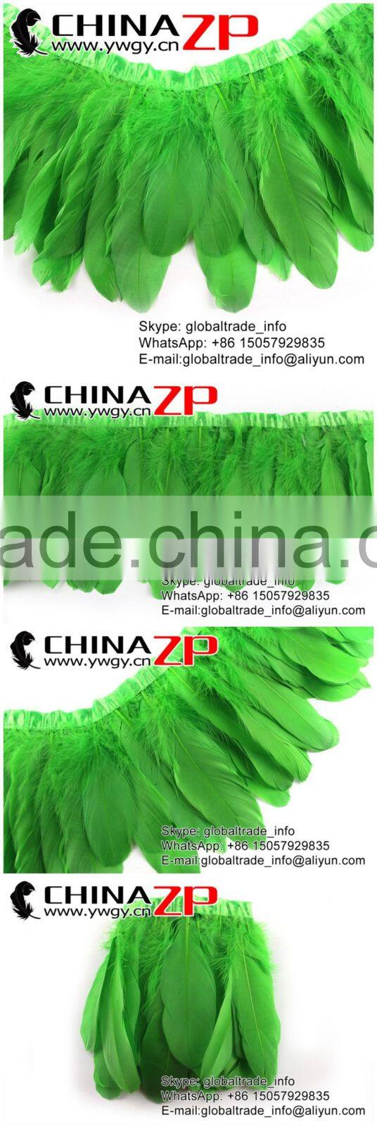 NO.1 Supplier ZPDECOR Factory Direct Sale Top Quality Dyed Trimming Green Goose Feathers Trim