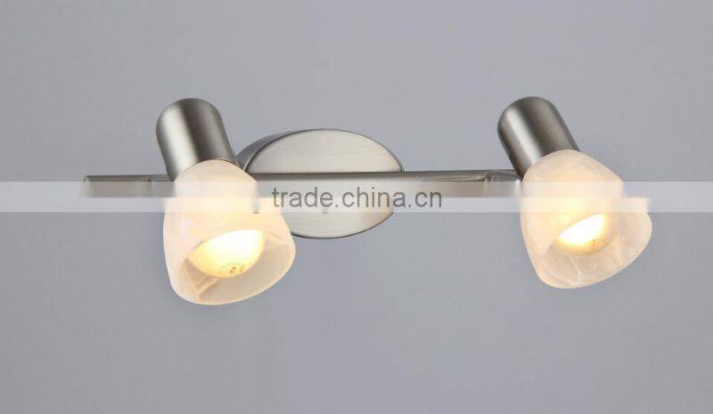2015 hot sales Traditional spot light with amber glass /cloud white glass and satin Nickel 2 lights