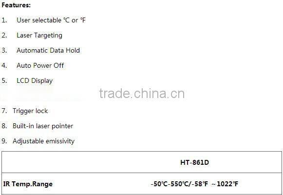 HT-861D compact Infrared Thermometer lcd display temperature meter measuring instrument