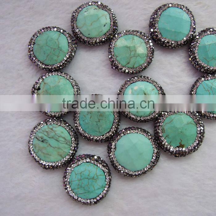 Green Turquoise with high quality rhinestone pendant in different shape