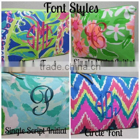 Wentou Monogramed Lilly Pulitzer Canvas Makeup Bag