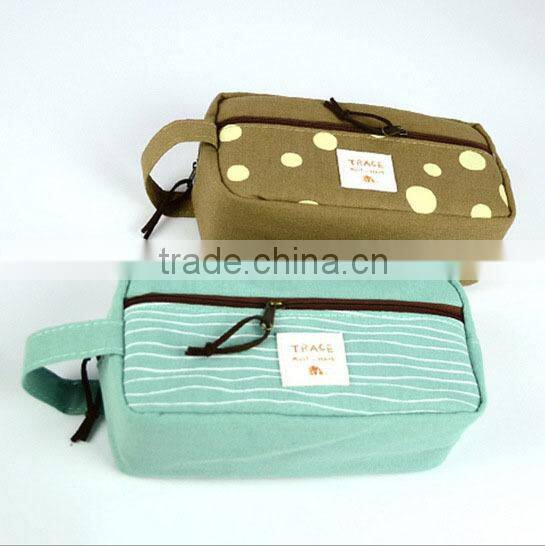 clear customizable fasion stationary large two zipper canvas pencil case with compartments for teenagers