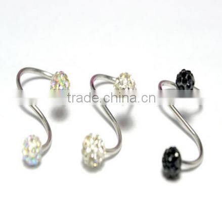 Gem crystal jeweled body piercing jewelry free belly button rings twister belly button ring navel belly ring