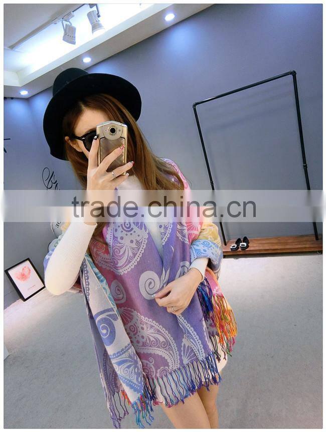 HIgh quality elegant embroidery scarf and shawl 2016