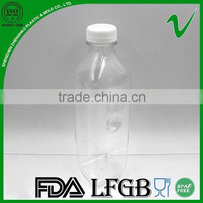 PET transparent empty square 1 litre yogurt plastic bottle